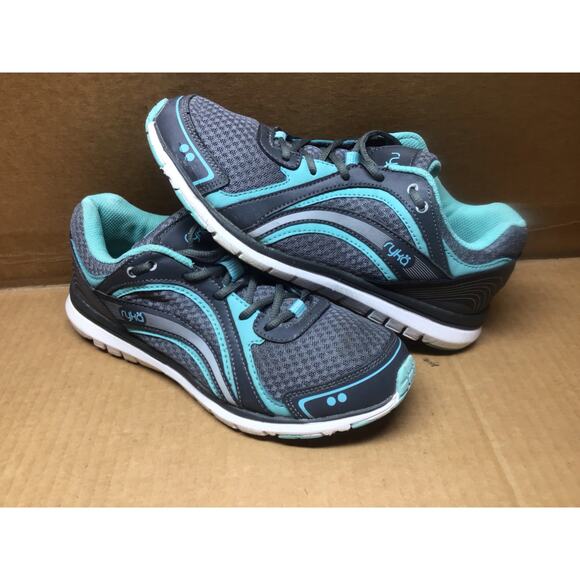 Ryka Shoes - Ryka Aries Gray & Aqua Blue Sneakers Women's 8.5 Athletic Walking Shoes